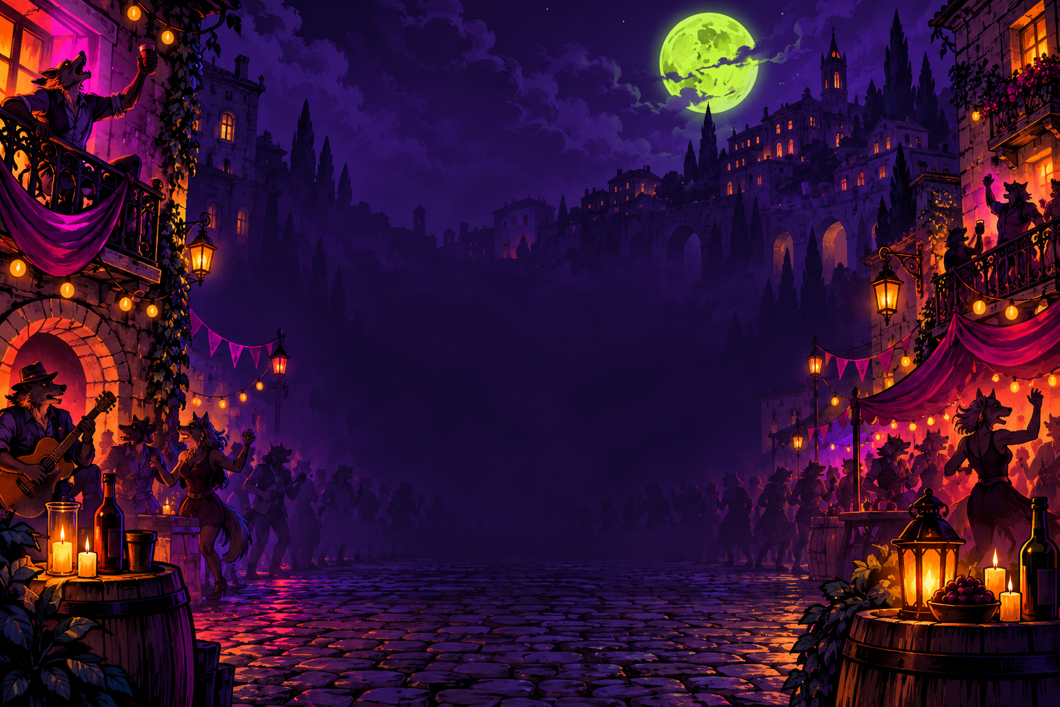 A moonlit city alley